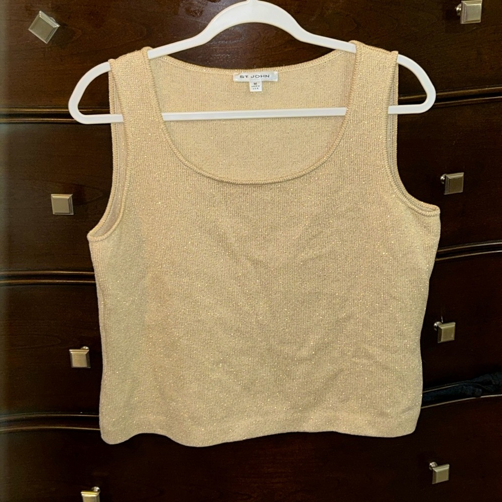 St. John Metallic Shimmer Gold Tank Sz M